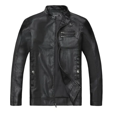 Mens Black Leather Motorcycle Jacket
